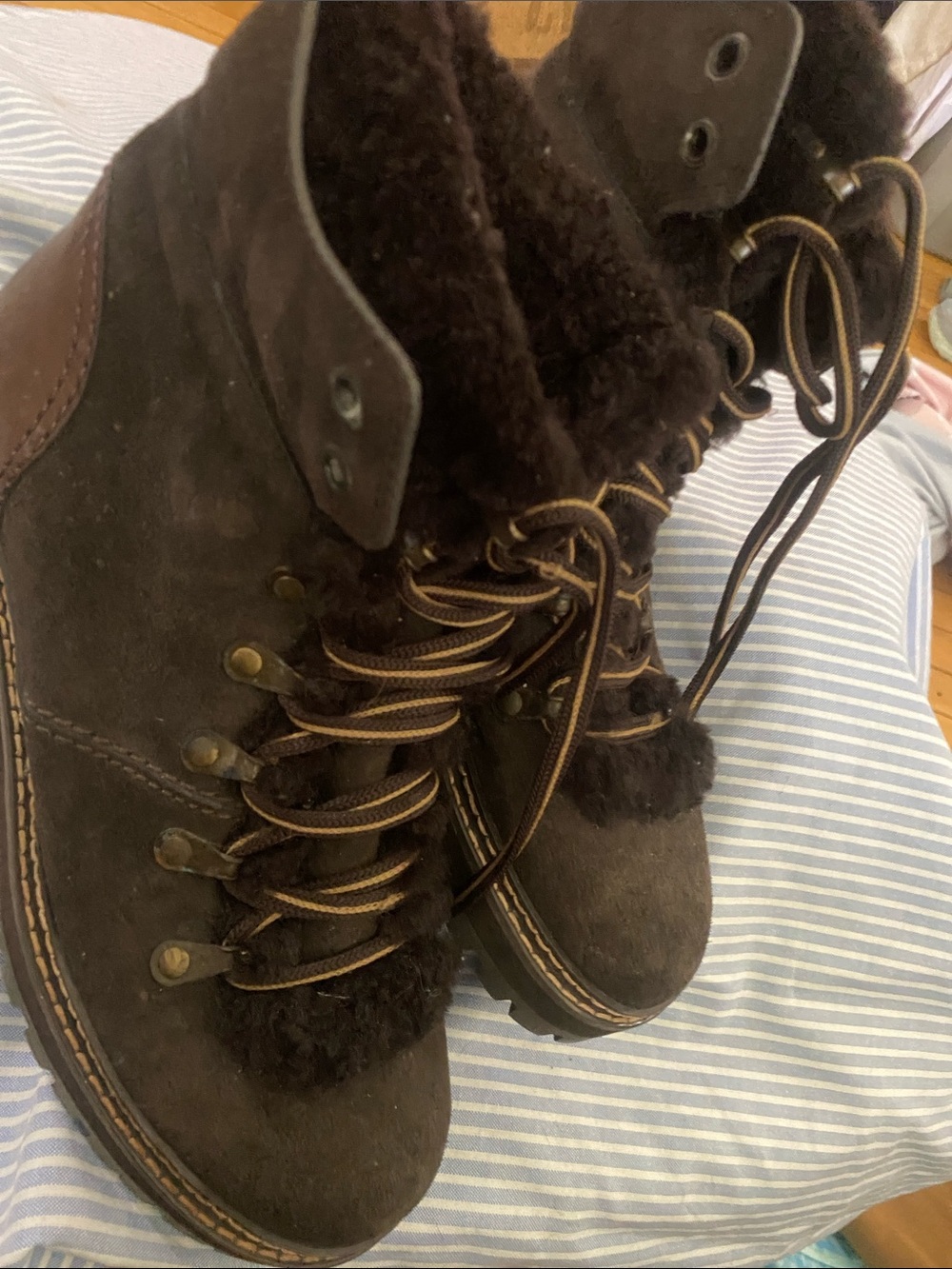 See by Chloe Chocolate Brown Suede Shearling  Hikers